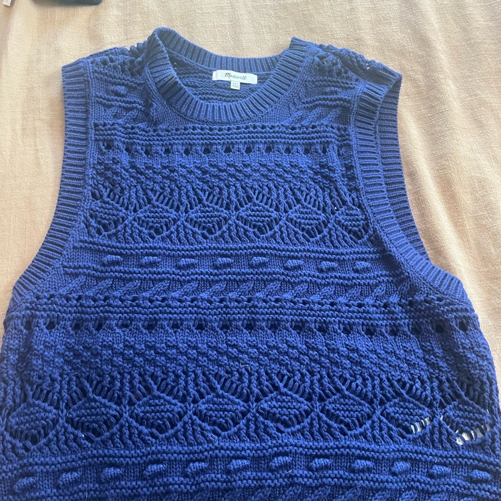 Madewell Blue Knit Sleeveless Top